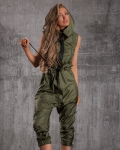 Contrast Jumpsuit, Green Color