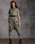 Riley Belted Utility Jumpsuit, Green Color