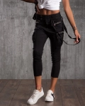 Motivation Cargo Trousers With Suspenders, Black Color