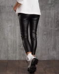 Iconic Pleather Trousers, Black Color