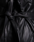 Shea High-Waisted Pleather Trousers, Black Color