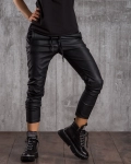 Midnight Faux Leather Trousers, Black Color