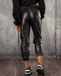 Dazzle Faux Leather Trousers, Black Color