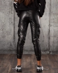 Guilty Faux Leather Cargo Trousers, Black Color