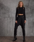 Crush Belted Trousers, Black Color