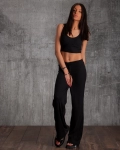 Point Blank Ribbed Trousers, Black Color