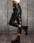 Rodeo Drive Faux Leather Trousers, Black Color