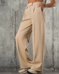 Toffee Wide-Leg Trousers, Beige Color