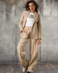 Toffee Wide-Leg Trousers, Beige Color