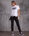 Power Is Power Jeans With Elastic Waistband, Black Color