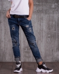 Veleia Jeans With Paint Splatters, Blue Color
