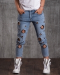 On Demand Jeans With Eyelets, Blue Color