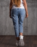 On Demand Jeans With Eyelets, Blue Color