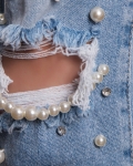 Vivacity Jeans With Pearls, Blue Color