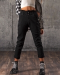 District Jeans With "Paperbag" Waist, Black Color