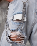 Smokeshow Jeans With Chain Accent, Blue Color