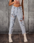 Smokeshow Jeans With Chain Accent, Blue Color