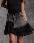 Pronto Two-Fabric Skirt, Black Color