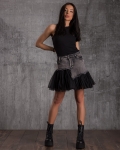 Pronto Two-Fabric Skirt, Black Color