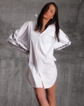 Dominicana Long Shirt and Vest Combo, White Color