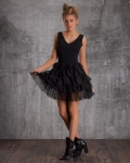 Gala Frill Dress, Black Color