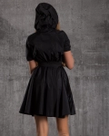 Soho Belted Skater Dress, Black Color