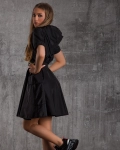 Soho Belted Skater Dress, Black Color