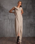 Prime Linen Maxi Dress, Beige Color