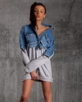 Bailey Dress With Denim Jacket Effect, Grey Color