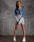 Bailey Dress With Denim Jacket Effect, Grey Color