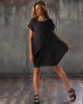 Ella Linen Dress, Black Color