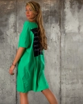 Greece Dress With a Belt, Green Color