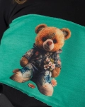 Love Bear Sweatshirt Dress, Black Color