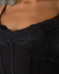 Prosecco Lace-Insert Dress, Black Color