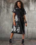 Opposites Attract Shirt Dress, Black Color