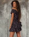 Peony Mini Dress, Black Color