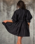 Portrait Shirt Dress, Black Color