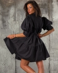 Portrait Shirt Dress, Black Color